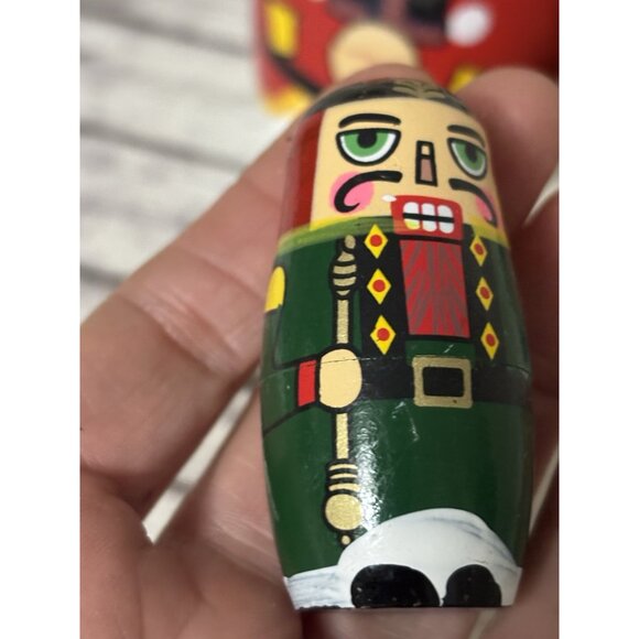 Hand Painted Christmas Nutcracker Nesting Dolls 5 Pc - Picture 5 of 13